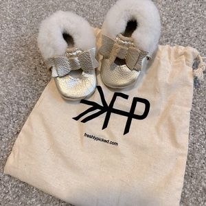 Freshly Picked gold baby moccasins